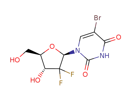 Molecular Structure of 132786-35-7 (1-(2-deoxy-2,2-difluoro-β-D-erythro-pentofuranos-1-yl)-5-bromouracil)