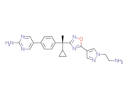 5-[4-((R)-1-{5-[1-(2-aminoethyl)-1H-pyrazol-4-yl]-[1,2,4]oxadiazol-3-yl}-1-cyclopropylethyl)phenyl]pyrimidin-2-ylamine