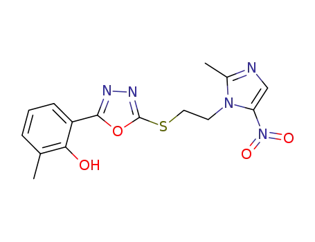 2-Methyl-6-(5-((2-(2-methyl-5-nitro-1H-imidazol-1-yl)ethyl)thio)-1,3,4-oxadiazol-2-yl)phenol