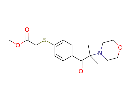 Molecular Structure of 1353758-87-8 (methyl 2-((4-(2-methyl-2-morpholinopropanoyl)phenyl)thio)acetate)