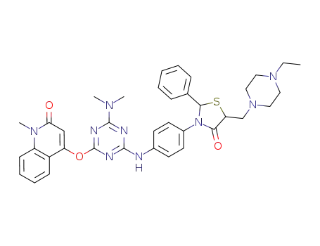 4-(4-dimethylamino-6-{4-[5-(4-ethylpiperazin-1-ylmethyl)-4-oxo-2-phenylthiazolidin-3-yl]phenylamino}-[1,3,5]triazin-2-yloxy)-1-methyl-1H-quinolin-2-one