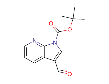 Molecular Structure of 144657-66-9 (1-(tert-Butoxycarbonyl)-3-formyl-7-azaindole,  3-Formyl-pyrrolo[2,3-b]pyridine-1-carboxylic  acid  tert-butyl  ester)