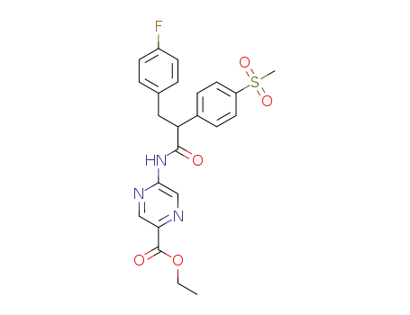 5-[3-(4-Fluoro-phenyl)-2-(4-methanesulfonyl-phenyl)-propionylamino]-pyrazine-2-carboxylic acid ethyl ester