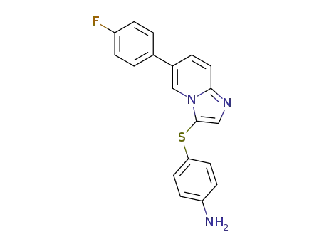 Molecular Structure of 1205744-31-5 (4-{[6-(4-fluorophenyl)imidazo[1,2-a]pyridin-3-yl]sulphanyl}aniline)