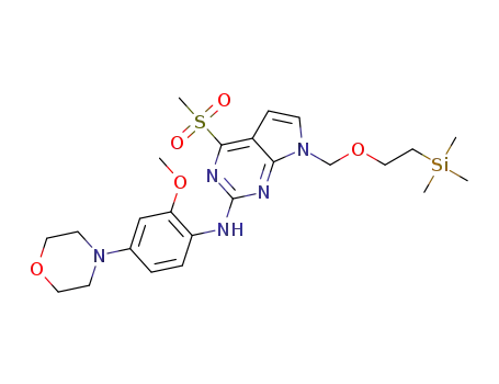 Molecular Structure of 1372262-89-9 (N-(2-methoxy-4-morpholinophenyl)-4-(methylsulfonyl)-7-((2-(trimethylsilyl)ethoxy)methyl)-7H-pyrrolo[2,3-d]pyrimidin-2-amine)
