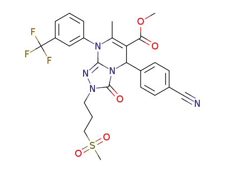 5-(4-cyano-phenyl)-2-(3-methanesulfonyl-propyl)-7-methyl-3-oxo-8-(3-trifluoromethyl-phenyl)-2,3,5,8-tetrahydro-[1,2,4]triazolo[4,3-a]pyrimidine-6-carboxylic acid methyl ester