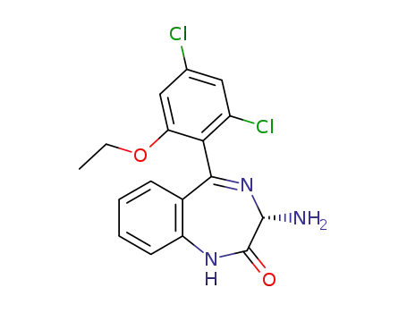 Molecular Structure of 1351281-48-5 ((S)-3-amino-5-(2,4-dichloro-6-ethoxyphenyl)-1H-benzo[e][1,4]diazepin-2(3H)-one)