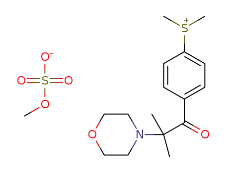 Molecular Structure of 1353758-57-2 (dimethyl-[4-(2-methyl-2-morpholino-propanoyl)phenyl]sulfonium methyl sulfate)