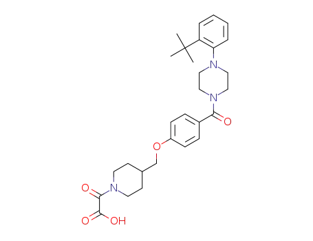 Molecular Structure of 1252657-77-4 ({4-[(4-{[4-(2-tert-Butylphenyl)piperazin-1-yl]carbonyl}phenoxy)methyl]piperidin-1-yl}(oxo)acetic acid)