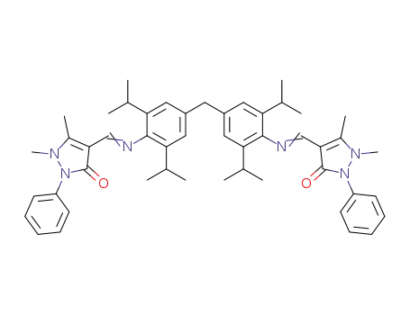 CH<sub>2</sub>[C<sub>6</sub>H<sub>2</sub>(CH(CH<sub>3</sub>)2)2NCHC<sub>3</sub>N<sub>2</sub>(CH<sub>3</sub>)2(C<sub>6</sub>H<sub>5</sub>)O]2