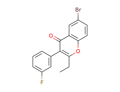 Molecular Structure of 1300581-46-7 (6-Bromo-2-ethyl-3-(3-fluorophenyl)-4H-chromen-4-one)
