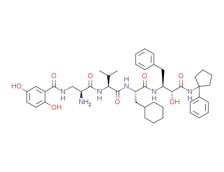 N-((S)-2-amino-3-((S)-1-((S)-3-cyclohexyl-1-((2S,3R)-3-hydroxy-4-oxo-1-phenyl-4-(1-phenylcyclopentylamino)butan-2-ylamino)-1-oxopropan-2-ylamino)-3-methyl-1-oxobutan-2-ylamino)-3-oxopropyl)-2,5-dihydroxybenzamide