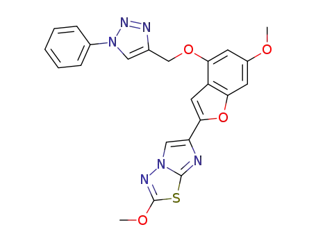 2-Methoxy-6-(6-methoxy-4-((1-phenyl-1H-1,2,3-triazol-4-yl)methoxy)benzofuran-2-yl)imidazo[2,1-b][1,3,4]thiadiazole