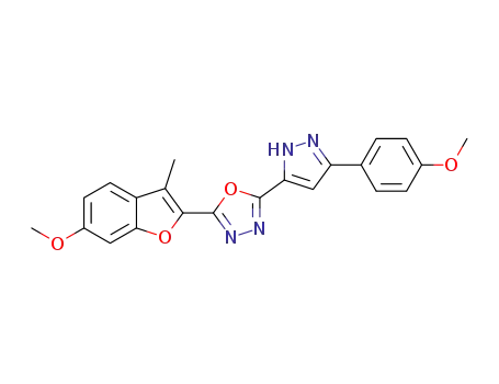 2-(6-methoxy-3-methylbenzofuran-2-yl)-5-(3-(4-methoxyphenyl)-1H-pyrazol-5-yl)-1,3,4-oxadiazole