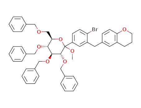 6-[2-bromo-5-((3R,4S,5R,6R)-3,4,5-tris-benzyloxy-6-benzyloxymethyl-2-methoxy-tetrahydro-pyran-2-yl)-benzyl]-chroman