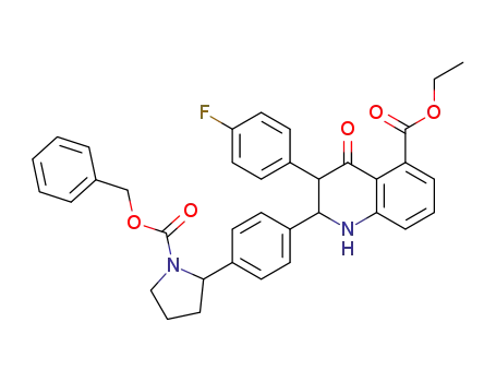 ethyl 2-(4-(1-(benzyloxycarbonyl)pyrrolidin-2-yl)phenyl)-3-(4-fluorophenyl)-4-oxo-1,2,3,4-tetrahydroquinoline-5-carboxylate