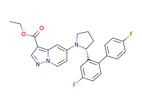 Molecular Structure of 1443538-73-5 ((R)-ethyl 5-(2-(4,4'-difluoro-[1,1'-biphenyl]-2-yl)pyrrolidin-1-yl)pyrazolo[1,5-a]pyridine-3-carboxylate)