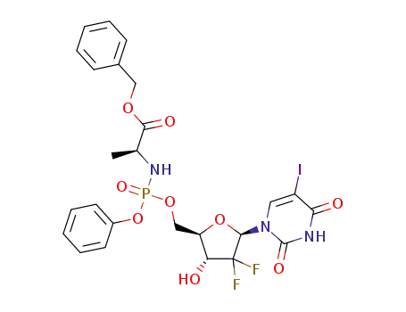 Molecular Structure of 1321580-98-6 (C<sub>25</sub>H<sub>25</sub>F<sub>2</sub>IN<sub>3</sub>O<sub>9</sub>P)