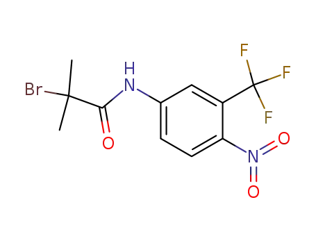 Molecular Structure of 1225441-13-3 (2-bromo-N-(4-nitro-3-(trifluoromethyl)phenyl)-2-methylpropanamide)