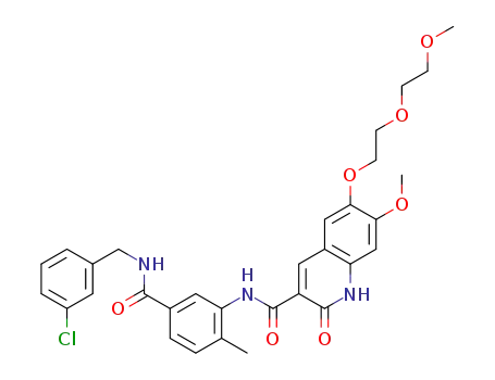 7-methoxy-6-[2-(2-methoxy-ethoxy)-ethoxy]-2-oxo-1,2-dihydro-quinoline-3-carboxylic acid [5-(3-chloro-benzylcarbamoyl)-2-methyl-phenyl]amide