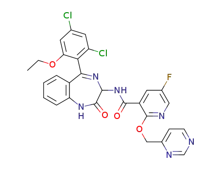 N-(5-(2,4-dichloro-6-ethoxyphenyl)-2-oxo-2,3-dihydro-1H-benzo[e][1,4]diazepin-3-yl)-5-fluoro-2-(pyrimidin-4-ylmethoxy)nicotinamide