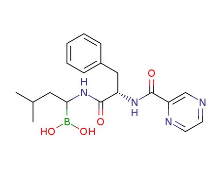 Molecular Structure of 1132709-16-0 (Boronic acid, B-[(1S)-3-Methyl-1-[[(2R)-1-oxo-3-phenyl-2-[(2-pyrazinylcarbonyl)aMino]propyl]aMino]butyl]-)