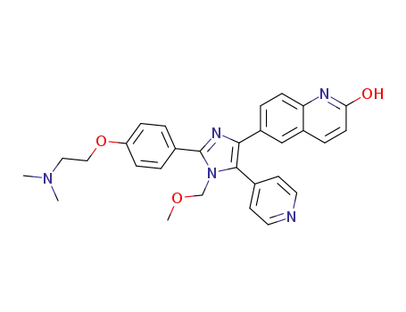 Molecular Structure of 1426083-05-7 (6-{2-[4-(2-dimethylamino-ethoxy)-phenyl]-1-methoxymethyl-5-pyridin-4-yl-1H-imidazol-4-yl}-quinolin-2-ol)