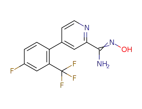 Molecular Structure of 1219454-48-4 (4-(4-fluoro-6-trifluoromethylphenyl)pyridine-2-carboxamide oxime)