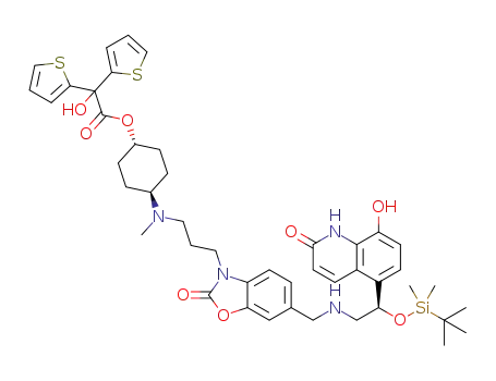 trans-4-[{3-[6-({[(2R)-2-{[tert-butyl(dimethyl)silyl]oxy}-2-(8-hydroxy-2-oxo-1,2-dihydroquinolin-5-yl)ethyl]amino}methyl)-2-oxo-1,3-benzoxazol-3(2H)-yl]propyl} (methyl)amino]cyclohexyl hydroxy(di-2-thienyl)acetate