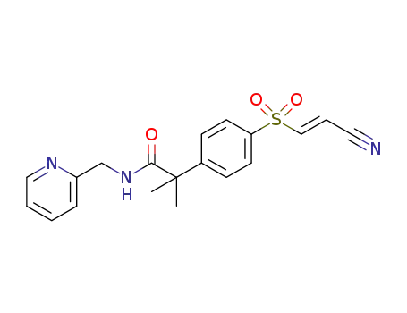 Molecular Structure of 1365091-35-5 (2-[4-((E)-2-cyano-ethenesulfonyl)phenyl]-N-pyridin-2-ylmethylisobutyramide)