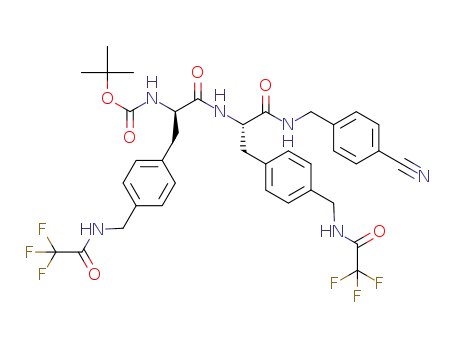 Molecular Structure of 1354578-19-0 (Boc-D-Phe(4-Tfa-AMe)-Phe(4-Tfa-AMe)-4-cyanobenzylamide)