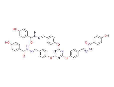Molecular Structure of 1363379-35-4 (2,4,6-tris[4-{(E)-[2'-(4-hydroxyphenylcarbonyl)hydrazinylidene]methyl}phenoxy]-1,3,5-triazine)