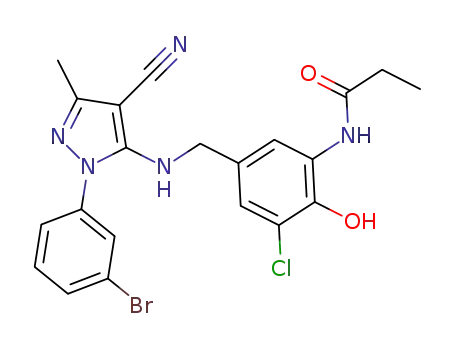 N-(5-(((1-(3-bromophenyl)-4-cyano-3-methyl-1H-pyrazol-5-yl)amino)methyl)-3-chloro-2-hydroxyphenyl)propionamide