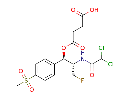 Molecular Structure of 1073342-33-2 (4-((1R,2S)-2-(2,2-dichloroacetamido)-3-fluoro-1-(4-(methylsulfonyl)phenyl)propoxy)-4-oxobutanoic acid)