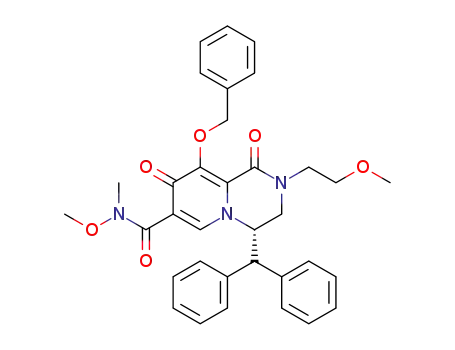 Molecular Structure of 1370248-38-6 ((S)-4-benzhydryl-9-(benzyloxy)-N-methoxy-2-(2-methoxyethyl)-N-methyl-1,8-dioxo-1,3,4,8-tetrahydro-2H-pyrido[1,2-a]pyrazine-7-carboxamide)