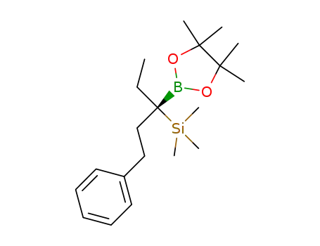 Molecular Structure of 1270304-84-1 ([(1S)-1-ethyl-3-phenyl-1-(4,4,5,5-tetramethyl-1,3,2-dioxaborolan-2-yl)propyl]-(trimethyl)silane)