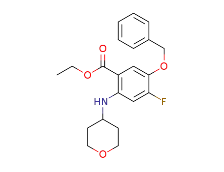 Molecular Structure of 1251702-41-6 (ethyl 5-(benzyloxy)-4-fluoro-2-(tetrahydro-2H-pyran-4-ylamino)benzoate)