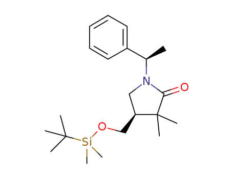 Molecular Structure of 1319736-81-6 ((R)-4-(tert-butyl-dimethyl-silanyloxymethyl)-3,3-dimethyl-1-((R)-1-phenyl-ethyl)pyrrolidine-2-one)