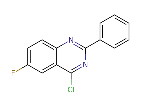 Molecular Structure of 885277-09-8 (QUINAZOLINE, 4-CHLORO-6-FLUORO-2-PHENYL-)