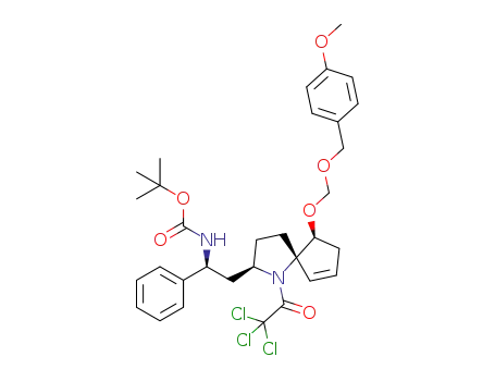 tert-butyl ((S)-2-((2R,5S,9S)-9-((p-methoxybenzyloxy)methoxy)-1-(2,2,2-trichloroacetyl)-1-azaspiro[4.4]non-6-en-2-yl)-1-phenylethyl)carbamate