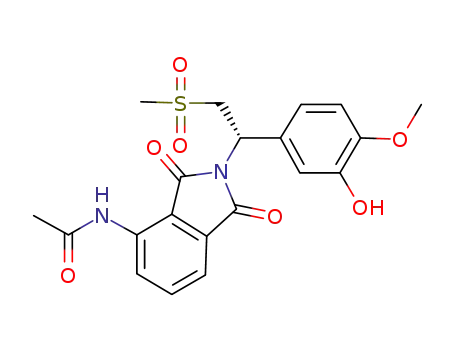 Molecular Structure of 1384967-20-7 ((S)-N-{2-[1-(3-hydroxy-4-methoxy-phenyl)-2-methanesulfonyl-ethyl]-1,3-dioxo-2,3-dihydro-1H-isoindol-4-yl}-acetamide)