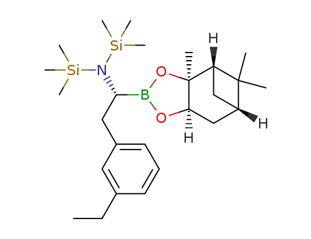 Molecular Structure of 1444010-72-3 (N-((R)-2-(3-ethylphenyl)-1-((3aS,4S,6S,7aR)-3a,5,5-trimethylhexahydro-4,6-methanobenzo[d][1,3,2]dioxaborol-2-yl)ethyl)-1,1,1-trimethyl-N-(trimethylsilyl)silanamine)