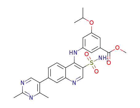 methyl 3-((7-(2,4-dimethylpyrimidin-5-yl)-3-sulfamoylquinolin-4-yl)amino)-5-isopropoxybenzoate