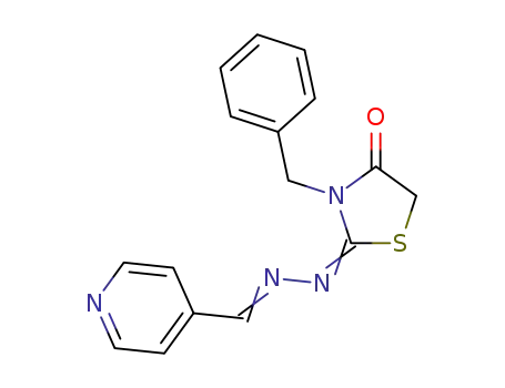 Molecular Structure of 1623025-82-0 (3-benzyl-2-(2-(pyridin-4-ylmethylene)hydrazono)thiazolidin-4-one)