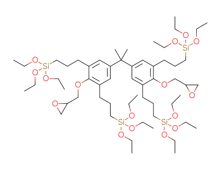 Molecular Structure of 1422984-60-8 (3,3',3,3'-(5,5'-(propane-2,2-diyl)bis(2-(oxirane-2-ylmethoxy)benzene-5,3,1-triyl)tetrakis(propane-3,1-diyl))tetrakis(triethoxysilane))