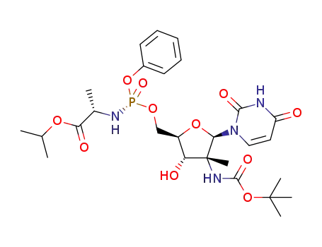 (2S)-isopropyl 2-(((2R,3S,4R,5R)-4-((tert-butoxycarbonyl)amino)-5-(2,4-dioxo-3,4-dihydropyrimidin-1(2H)-O-3-hydroxy-4-methyltetrahydrofuran-2-ylmethoxy)(phenoxy)-phosohoryl)amino)propanoate