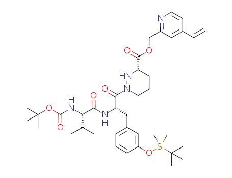 (S)-1-{(S)-2-((S)-2-tert-butoxycarbonylamino-3-methyl-butyrylamino)-3-[3-(tert-butyl-dimethyl-silanyloxy)-phenyl]-propionyl}-hexahydro-pyridazine-3-carboxylic acid 4-vinyl-pyridin-2-ylmethyl ester