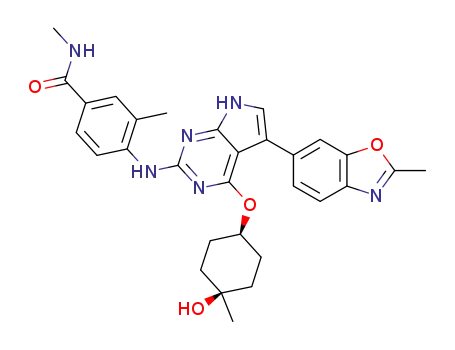 4-((4-(((1s,4s)-4-hydroxy-4-methylcyclohexyl)oxy)-5-(2-methylbenzo[d]oxazol-6-yl)-7H-pyrrolo[2,3-d]pyrimidin-2-yl)amino)-N,3-dimethylbenzamide