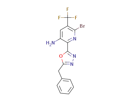 Molecular Structure of 1427262-60-9 (2-(5-benzyl-1,3,4-oxadiazol-2-yl)-6-bromo-5-(trifluoromethyl)pyridin-3-amine)