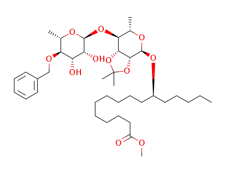 1-(methoxycarbonyl)pentadec-10(S)-yl 4-O-benzyl-α-L-rhamnopyranosyl-(1→4)-2,3-O-isopropylidene-α-L-rhamnopyranoside
